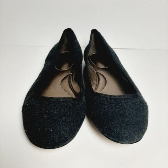 LANDS' END  Ballet Flats Felted Slip-On Shoes Dark Grey Sz 8 - Picture 4 of 11